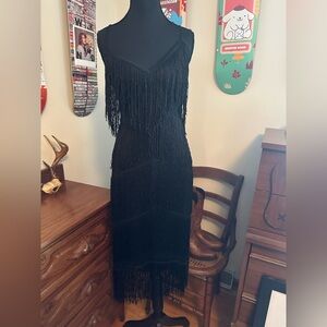ASOS Black Fringe Maxi Dress